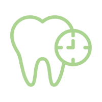 Mask group-2 Green tooth with clock icon.